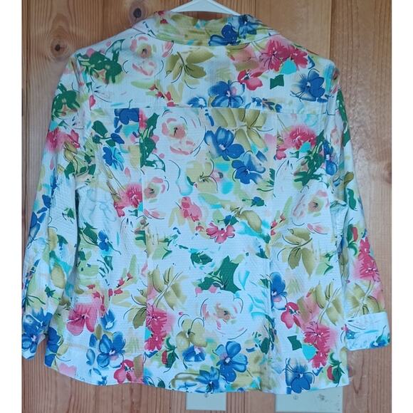 Christopher & Banks Multicolor Floral Blazer Women's Medium 100% Cotton Summer - Picture 4 of 8